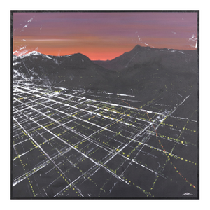Hollywood Freeway Sunset Aerial - Abstract Colorful Landscape Painting on Canvas Original Artwork by Pete Kasprzak