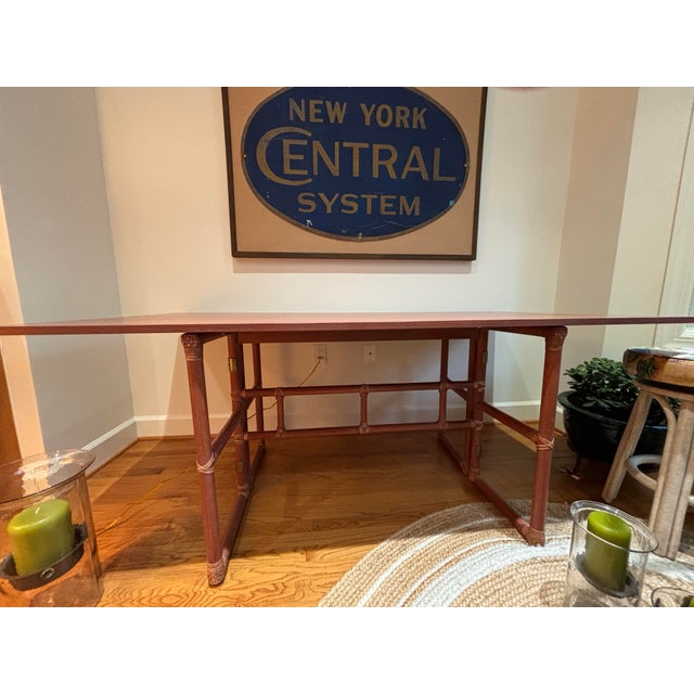 Rustic 1970s Lyda Levi - McGuire Attributed Convertible Dining/Console Table For Sale - Image 3 of 7