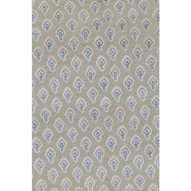 Rug & Kilim’s Modern Block Print Rug in Blue & Gray with Paisley Floral Pattern - 7x9 For Sale In New York - Image 6 of 7