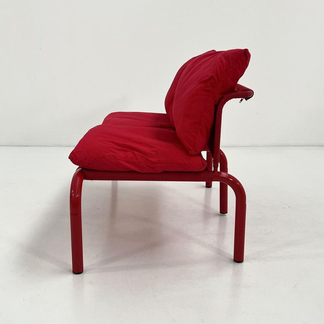 Red 2-Seater Sofa in Metal and Fabric from Thalia & Co, 1980s For Sale - Image 6 of 12