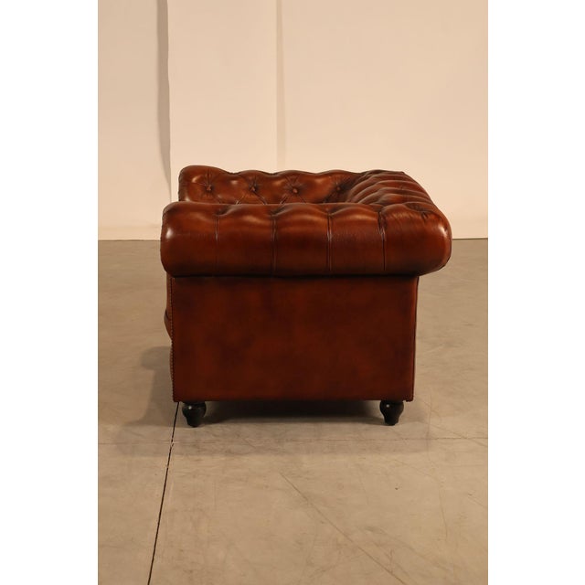 Chesterfield Style Tufted Brown Leather Club Chair For Sale - Image 15 of 16