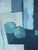 Mid-Century Modern 'Bottles in Blue Geometry' Vintage Swedish Cubist Still Life Oil Painting, Framed For Sale - Image 10 of 13