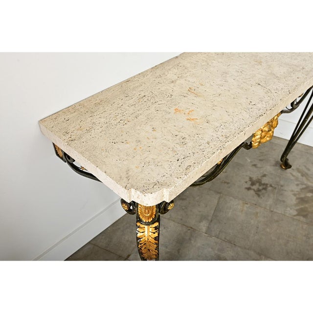 French 19th Century Parcel Gilt Wall-Mounting Iron Console For Sale - Image 9 of 11