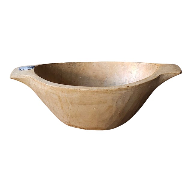 Late 19th Century Primitive Wooden Bowl With Tin Patch For Sale