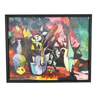 Framed Abstract Still Life Painting by “Getz” For Sale