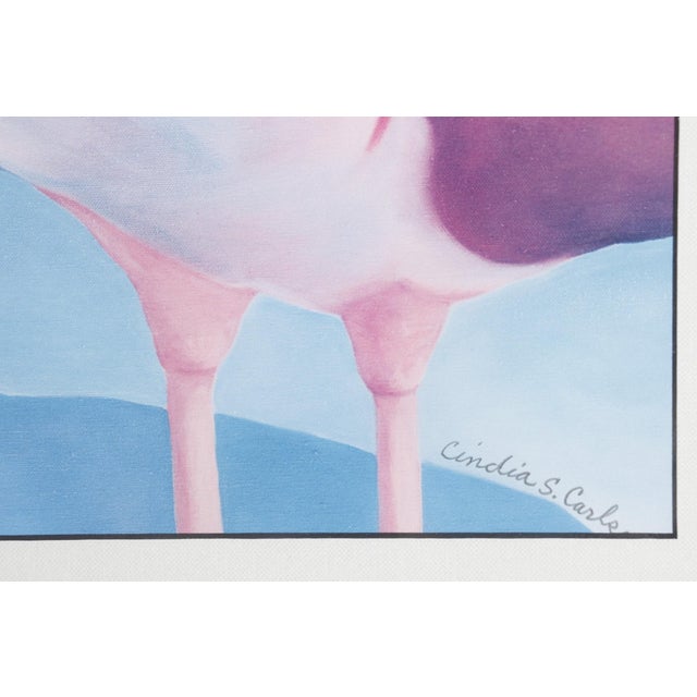 Late 20th Century Fantasy Flamingos Framed Signed Print by Cindia Carlson For Sale - Image 5 of 9