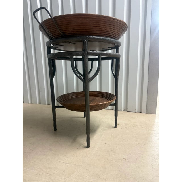 Gabriella Crespi Vintage Crespi Style Split Reed Rattan Tray Table For Sale - Image 4 of 12