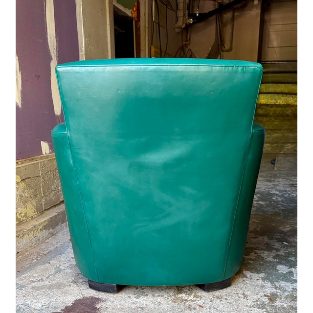 1990s Pair of John Hutton for Donghia "Noble" Green Leather Club Chairs For Sale - Image 11 of 12