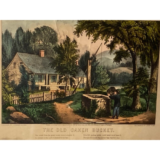 Americana Original Hand Colored 1872 Lithographs From Currier & Ives the Old Oaken Bucket For Sale - Image 6 of 10