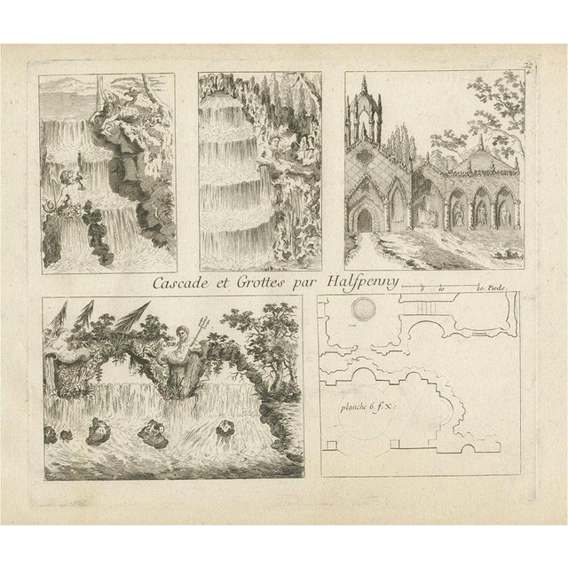 Le Rouge, Illustration of a Cave and Waterfall, 1785, Print For Sale