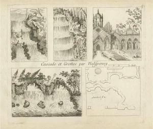 Le Rouge, Illustration of a Cave and Waterfall, 1785, Print