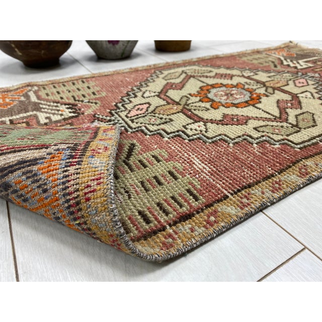 Handmade wool carpet in Turkish Anatolia , Vintage Oushak Rug,Turkish Vintage Anatolian Rug, Handmade wool Rug . One Of...