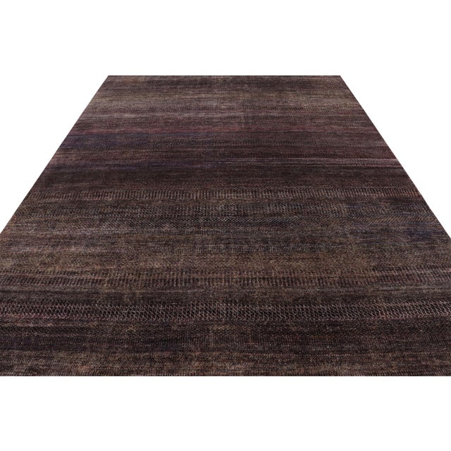 2010s Rug & Kilim’s Modern Textural Rug in Purple Tones and Polychrome Striae For Sale - Image 5 of 7
