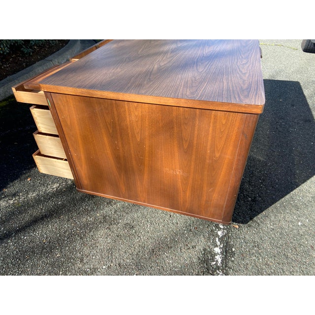 Jofco Vintage Mid Century Modern Wooden Walnut Tanker Executive Desk For Sale - Image 12 of 12