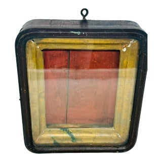 Early 1900s Russian Hinged Wooden Kiot Icon Case With Glass Front and Hanging Loop For Sale