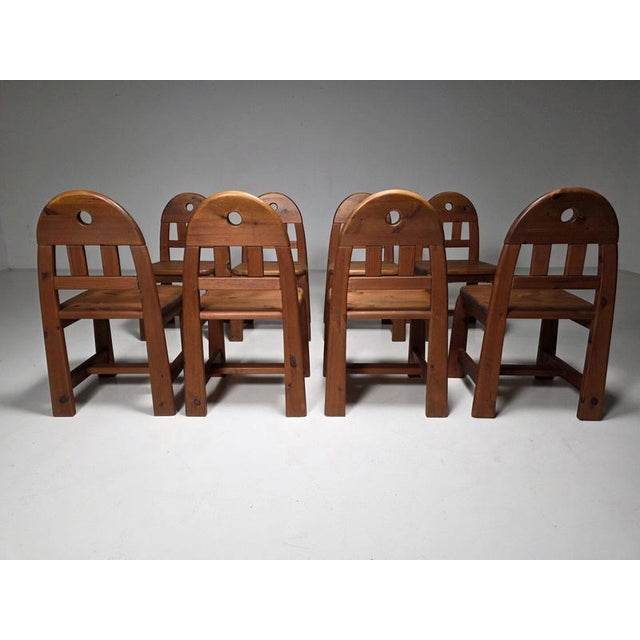 1970s Solid Pine Dining Chairs from Wasa Mōbel, 1970s, Set of 8 For Sale - Image 5 of 13