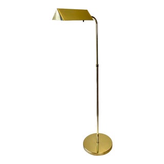 1970's Mid-Century Modern Adjustable Brass Pharmacy Floor Lamp For Sale