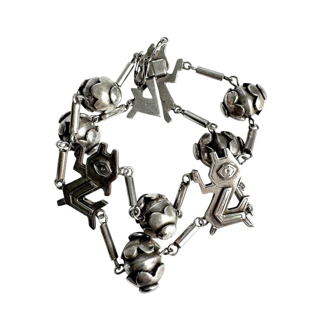 Graziella Laffi Bracelet Peruvian Designer Sterling Silver Vtg Mid Century Modern MCM Modernist Fish Signed G Laffi Peru...