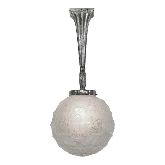 French Art Deco Pendant Light by Cherrier Et Besnus 1930 France - 2 Available For Sale