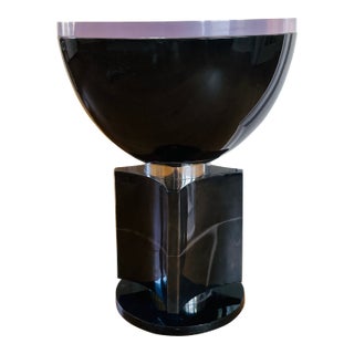 Monumental Postmodern Sculptural Smoked Acrylic & Aluminum Side Table, C. 1980s For Sale