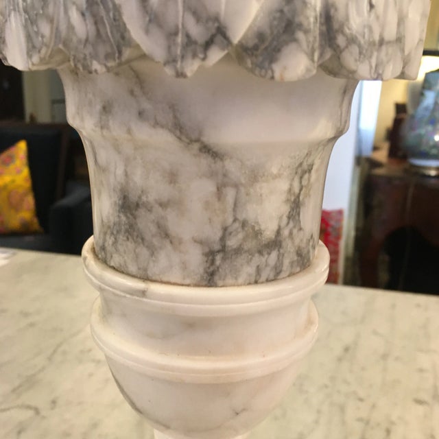 Carved Alabaster Lamps a Pair For Sale - Image 10 of 12