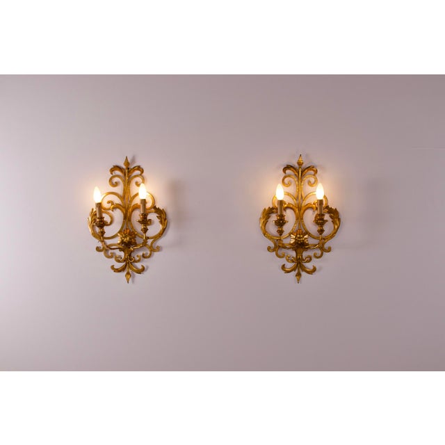 Large Florentine Sconces, 1960s, Set of 2 For Sale - Image 4 of 11