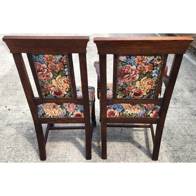 Antique English Oak Dining Chairs 1800s Set of 6 For Sale - Image 13 of 16
