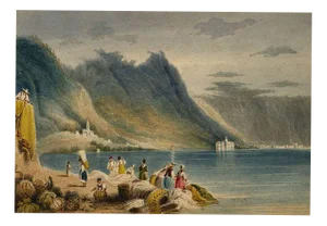 After Samuel Prout, Chillon Castle, Lake Geneva, 1830s, Watercolour