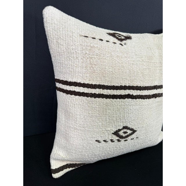 Turkish Hemp Pillow Cushion Natural Beige Black Pillow Cushion Cover 20"x20" #30619 Enhance your home decor with our Kilim...