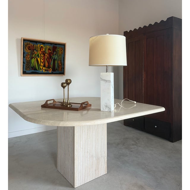 Minimalist White Marble Plinth Table Lamp Knoll-Style (After Nessen) For Sale - Image 9 of 18