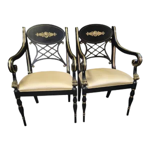 Pair of Henredon Ladder Back Arm Chairs
