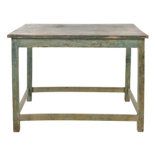 Wooden Table with Green Patina For Sale