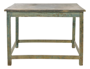 Wooden Table with Green Patina