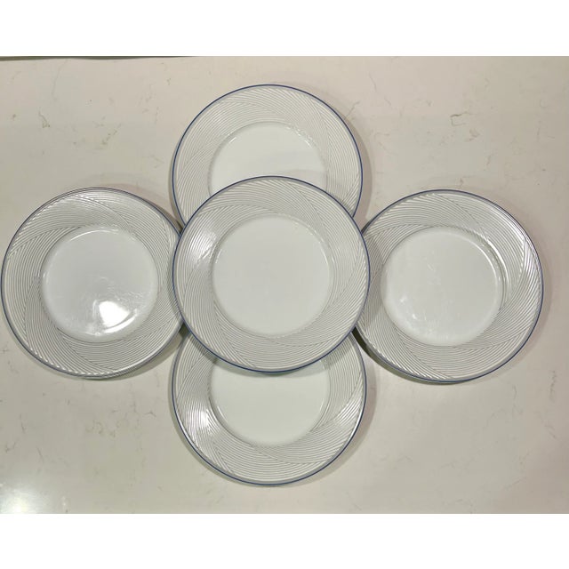 Dansk Navy Blue and Gray Striped Dansk “Tapestry” Dinnerware by Jack Lear Larso - 10 Pieces For Sale - Image 4 of 9