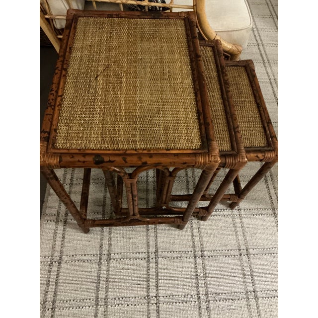 1950s 1950s Bamboo Nesting Tables - Set of 3 For Sale - Image 5 of 5