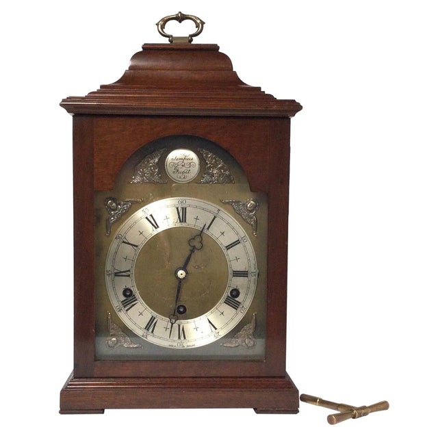 Mid 20th Century Elliott of London Mahogany Caddy Top Bracket Clock For Sale - Image 10 of 10