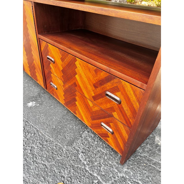 Mid Century Danish Modern Herringbone Room Divider or Dry Bar For Sale - Image 10 of 18