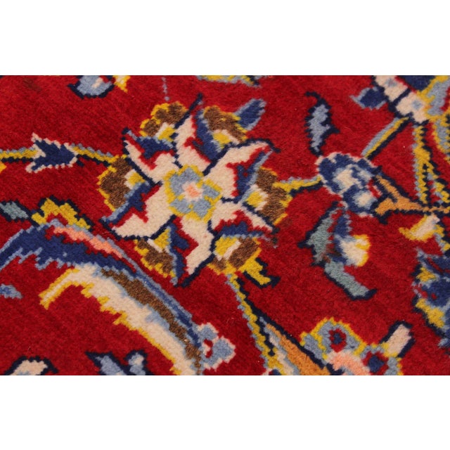 1980s Shabby Chic Persian Red/Blue Wool Rug - 9'8'' X 12'11'' For Sale - Image 5 of 10