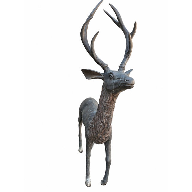 Figurative 1980s Bronze Stag and Doe Garden Sculptures, Pair For Sale - Image 3 of 10