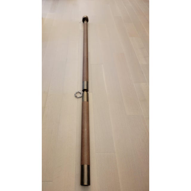 Apparatus Cylinder: Pendant 108" overall height. +custom ordered, in signature AGED BRASS (waxed) w/ SADDLE LEATHER...