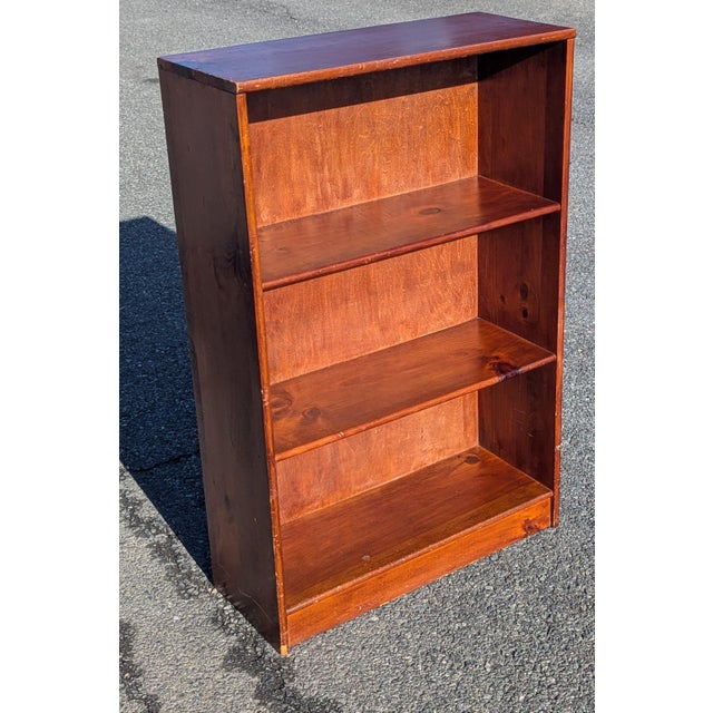 Wood Mid 20th Century Modern Solid Wood Low Bookshelf Bookcase For Sale - Image 7 of 10
