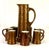 1930s Handcrafted, Artisan – Ceramic Large, Pitcher, and Eight Tankards-in a Hammered Copper Lusterware Finish - Set of 9 For Sale - Image 9 of 11