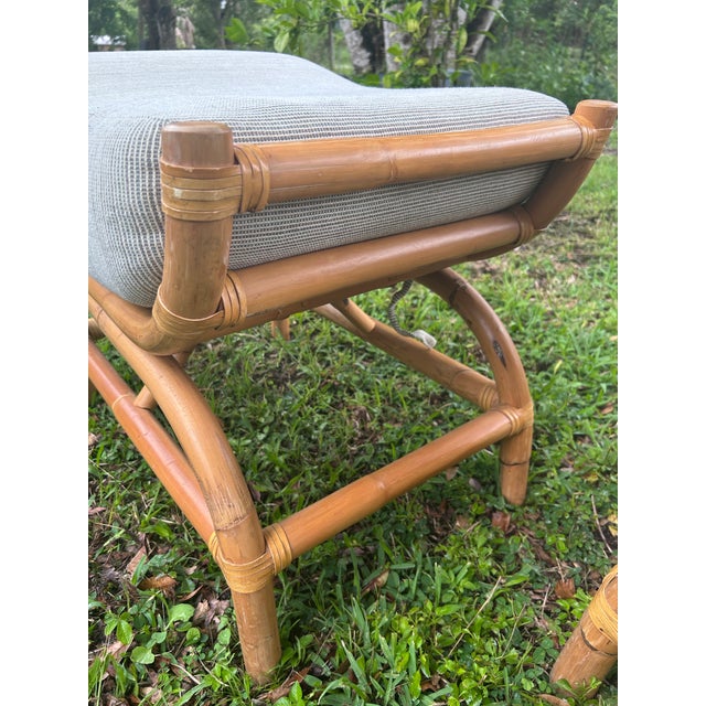 Lovely Vintage Rattan Ottoman. Very sturdy firm Very good Preowned condition