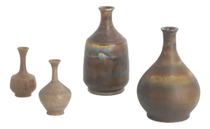 Small Mid-Century Scandinavian Modern Brown Stoneware Vases by Gunnar Borg for Höganäs Ceramics, 1960s, Set of 4