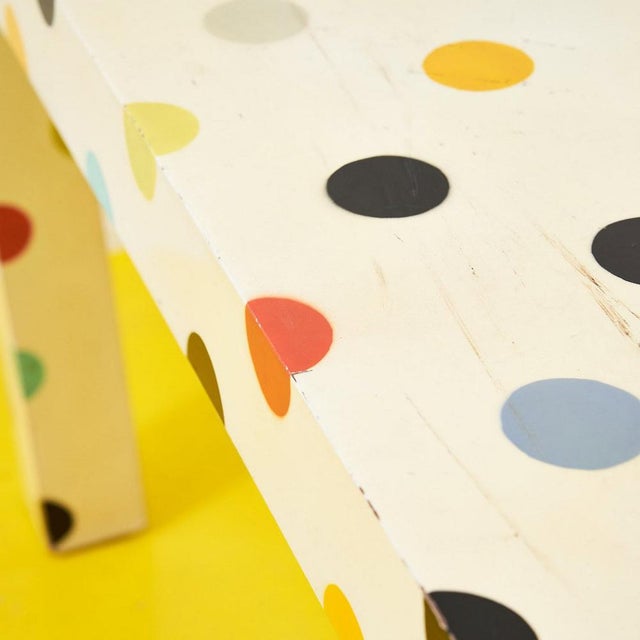 Designer Table in Polka Dot Laminated Wood For Sale - Image 11 of 14