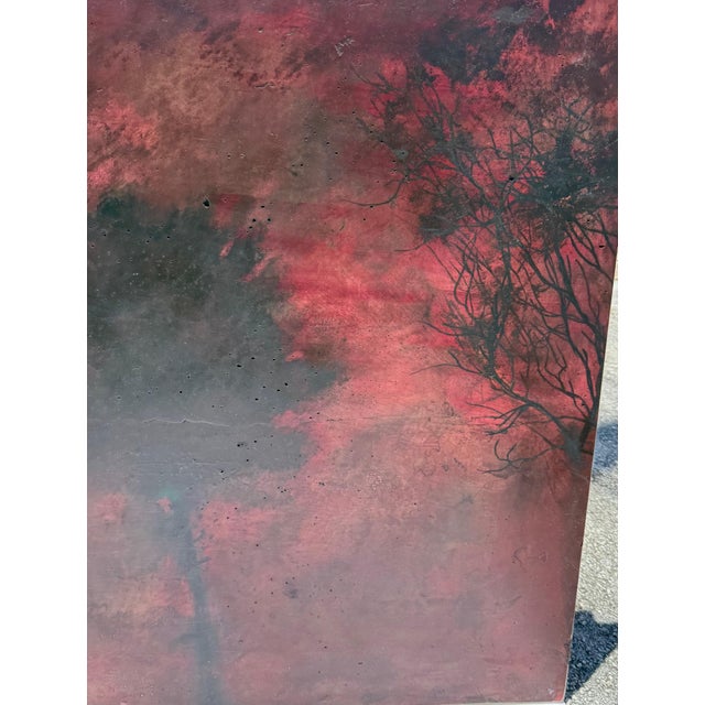 Katherine Bowling, Large Painting "Red Sky" Oil & Spackle on Wood Katherine Bowling American Modern, 1988 For Sale - Image 17 of 18