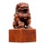 Vintage Boxwood Carved Guardian Lion Figure – Seated Foo Dog on Rectangular Base For Sale