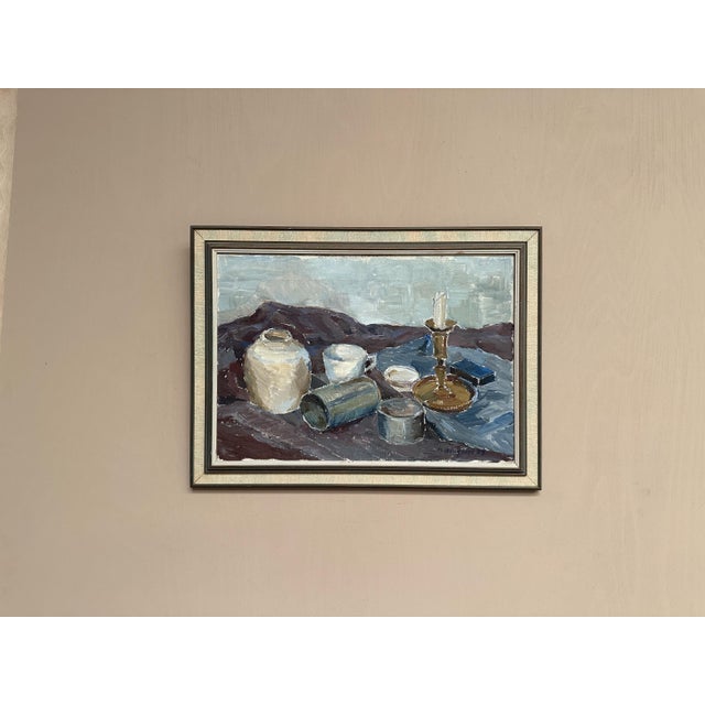 M. Broquist, Still Life with Candlestick, 1959, Oil on Canvas, Framed For Sale - Image 8 of 18
