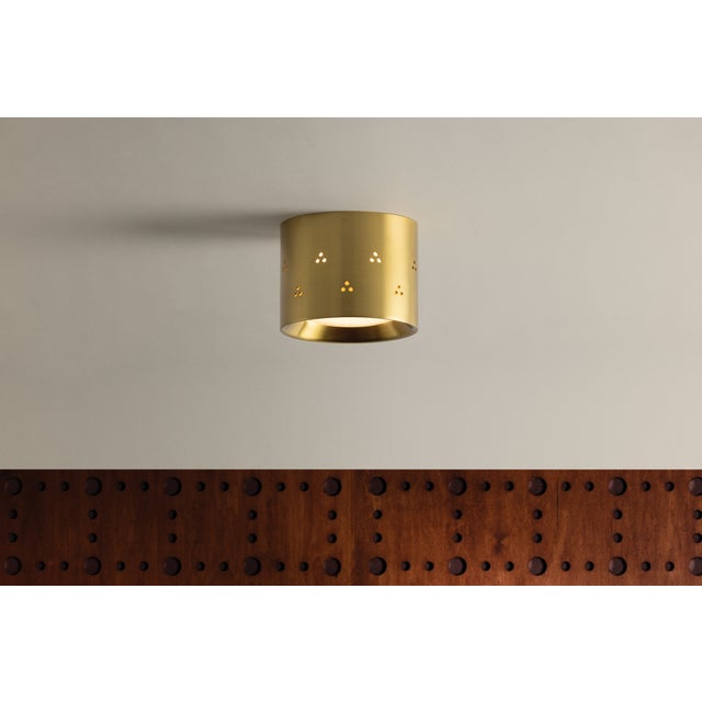 Metal Hudson Valley Lighting Edisto 4.5 in. 1 Light Flush Mount in Aged Brass Finish For Sale - Image 7 of 10