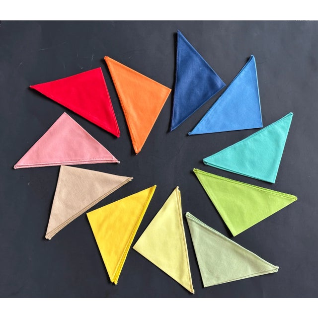 Vintage Rainbow Spectrum Color Cloth Cocktail Napkins Set of 11 For Sale - Image 9 of 9